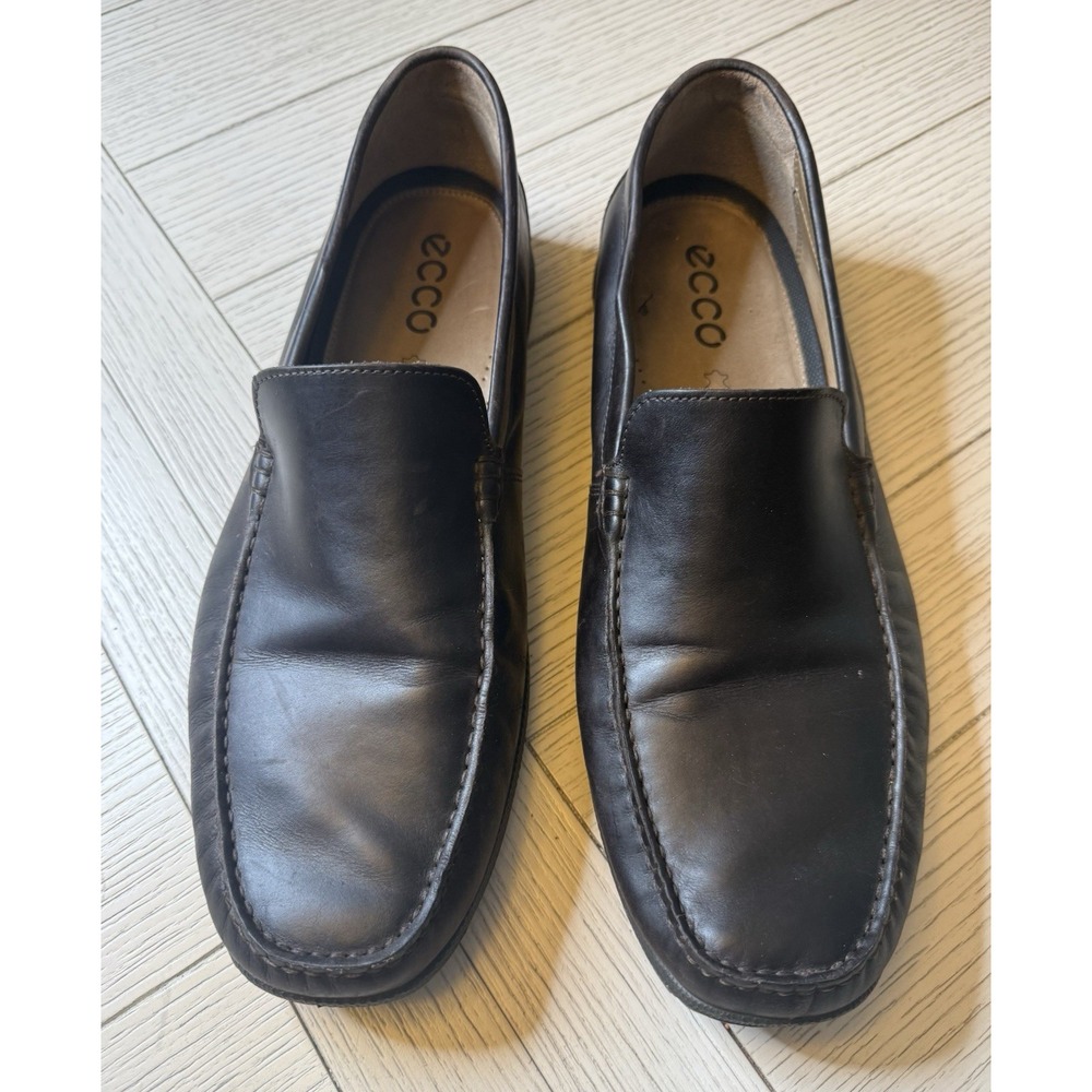 Ecco‎ Men's Classic Moc Loafer Sz EU 46 Driving Shoe Black Leather Slip On Comfy